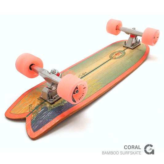 Coral Bamboo Surfskate (32”) — Surf-Style Cruiser | Limited Batch