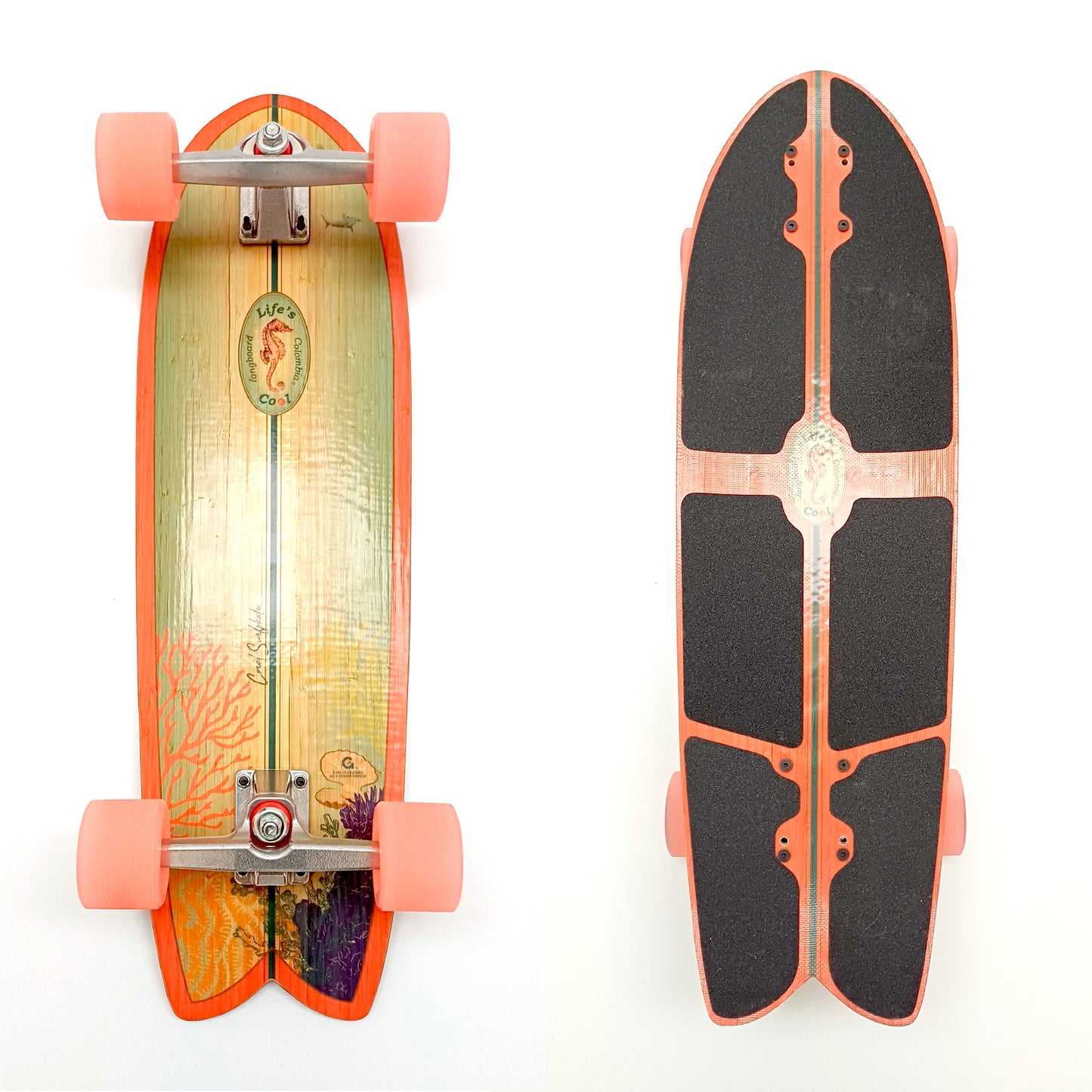 Coral Bamboo Surfskate (32”) — Surf-Style Cruiser | Limited Batch