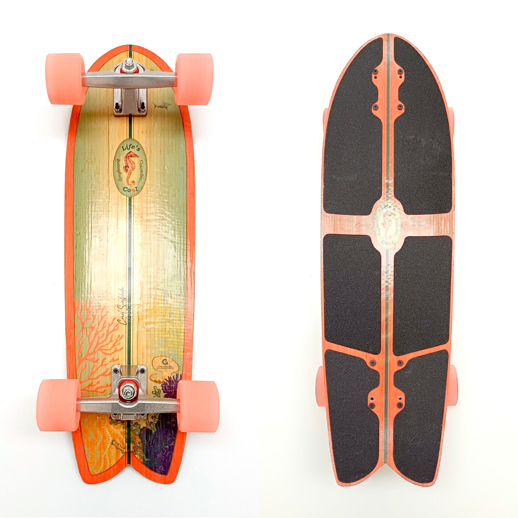 Coral Bamboo Surfskate (32”) — Surf-Style Cruiser | Limited Batch
